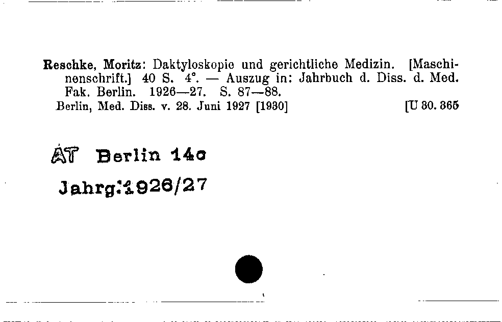 [Katalogkarte Dissertationenkatalog bis 1980]