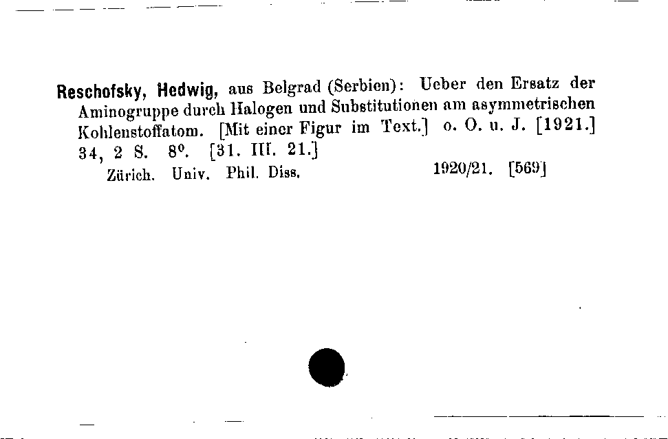 [Katalogkarte Dissertationenkatalog bis 1980]