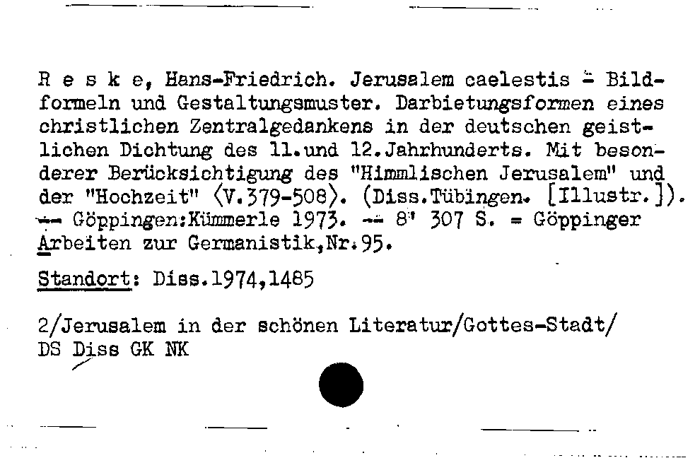 [Katalogkarte Dissertationenkatalog bis 1980]