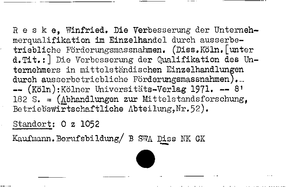 [Katalogkarte Dissertationenkatalog bis 1980]