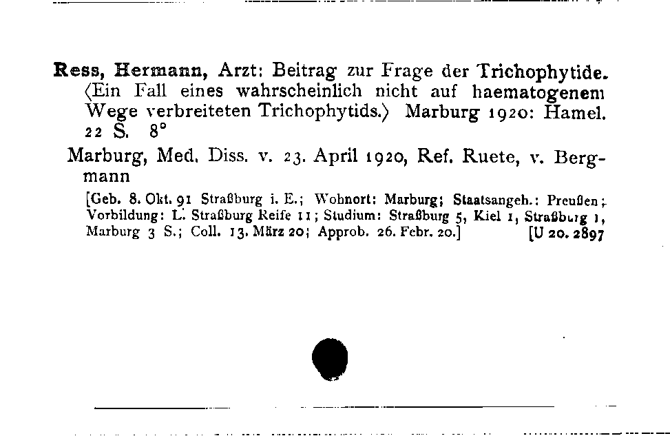 [Katalogkarte Dissertationenkatalog bis 1980]