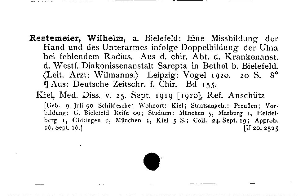 [Katalogkarte Dissertationenkatalog bis 1980]