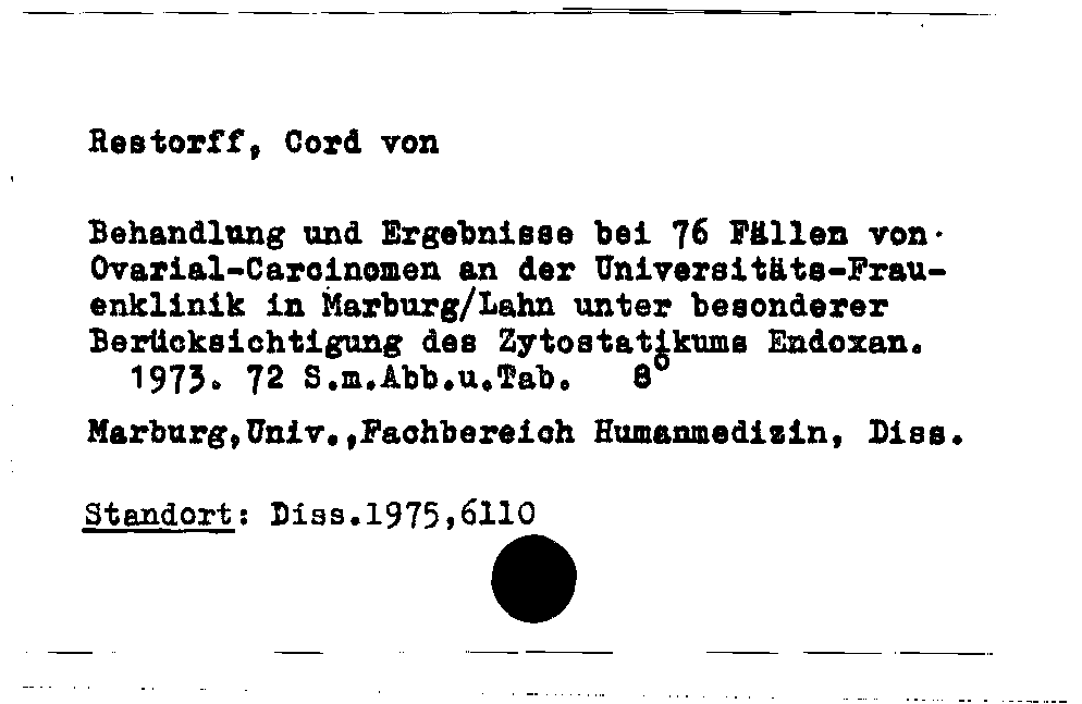 [Katalogkarte Dissertationenkatalog bis 1980]