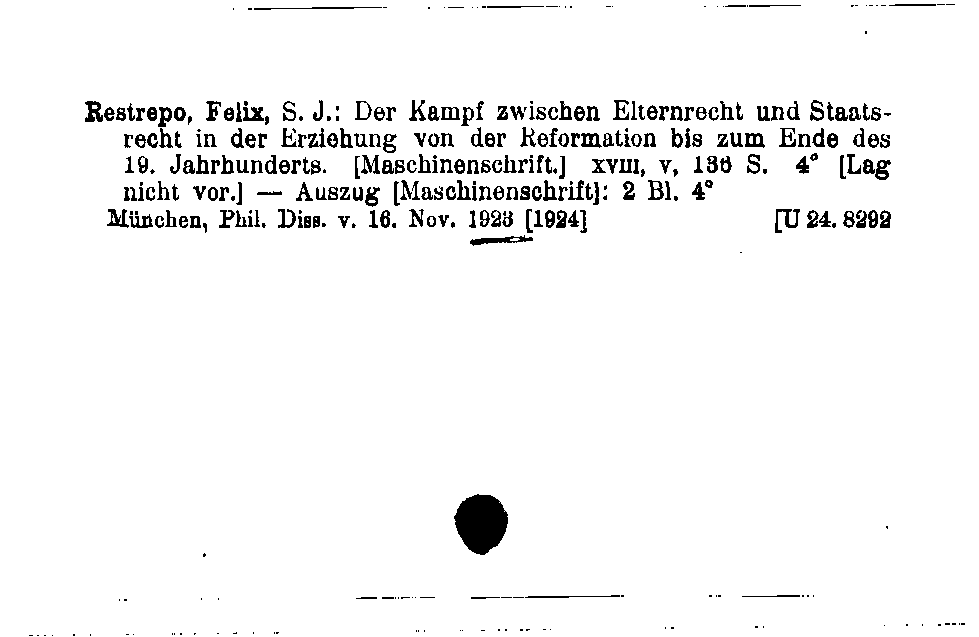 [Katalogkarte Dissertationenkatalog bis 1980]