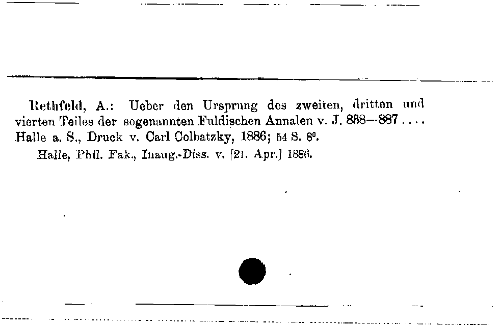 [Katalogkarte Dissertationenkatalog bis 1980]