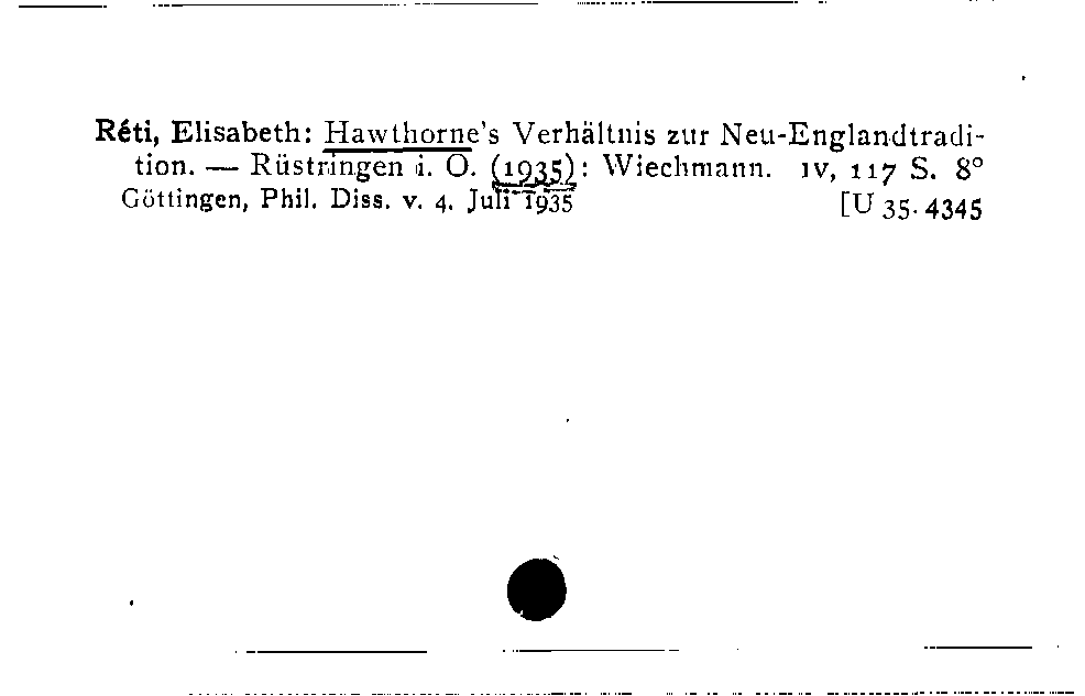 [Katalogkarte Dissertationenkatalog bis 1980]