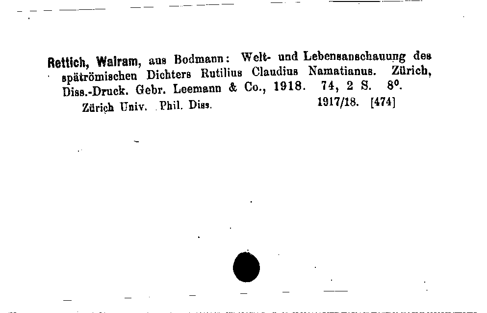 [Katalogkarte Dissertationenkatalog bis 1980]