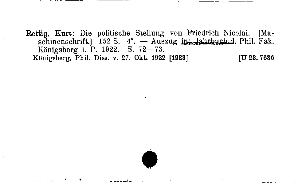 [Katalogkarte Dissertationenkatalog bis 1980]