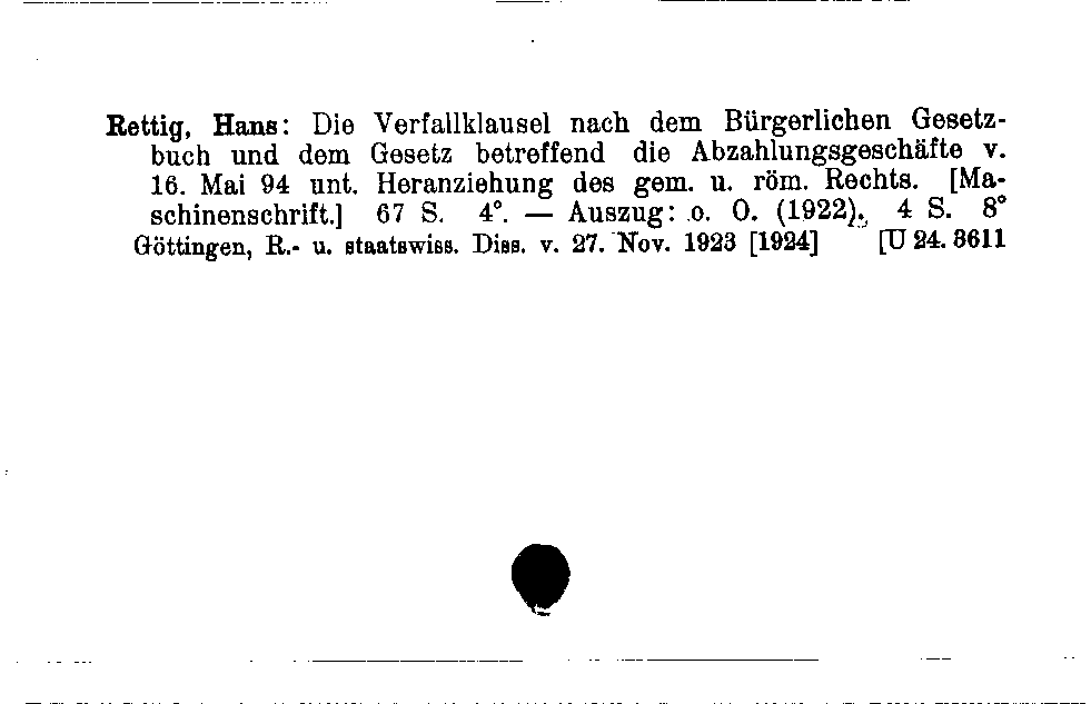 [Katalogkarte Dissertationenkatalog bis 1980]