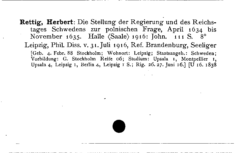 [Katalogkarte Dissertationenkatalog bis 1980]