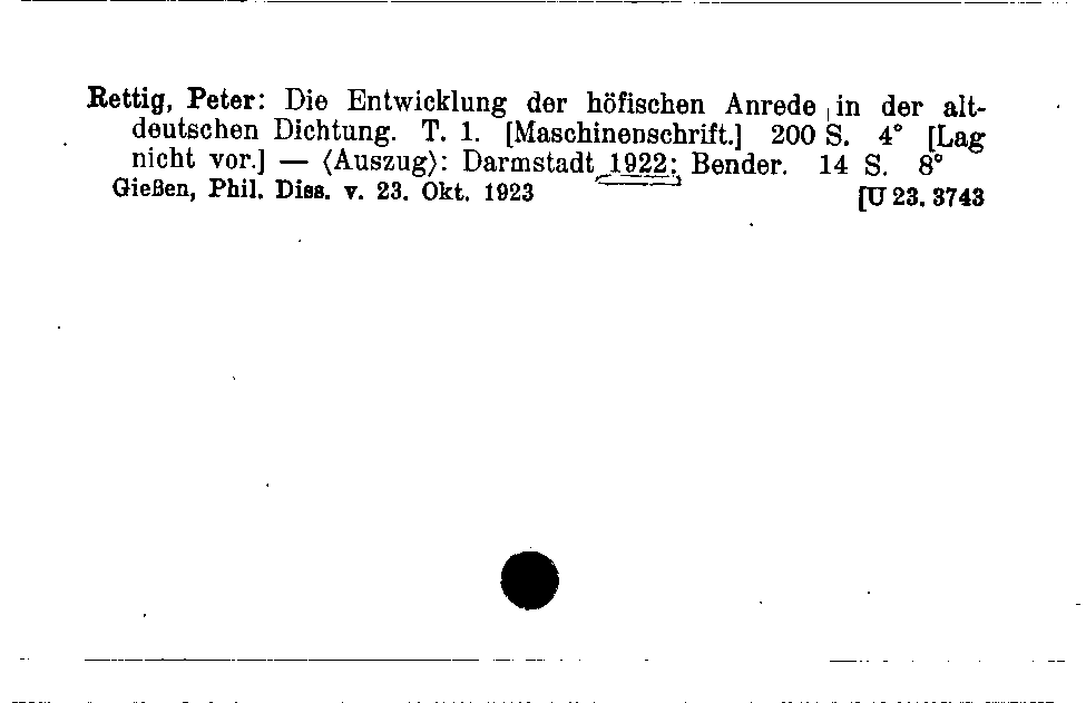 [Katalogkarte Dissertationenkatalog bis 1980]