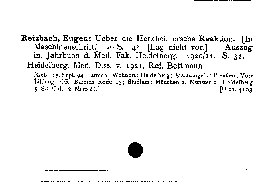 [Katalogkarte Dissertationenkatalog bis 1980]