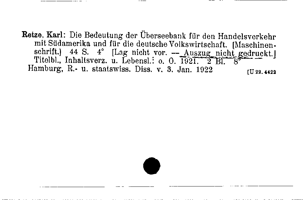 [Katalogkarte Dissertationenkatalog bis 1980]