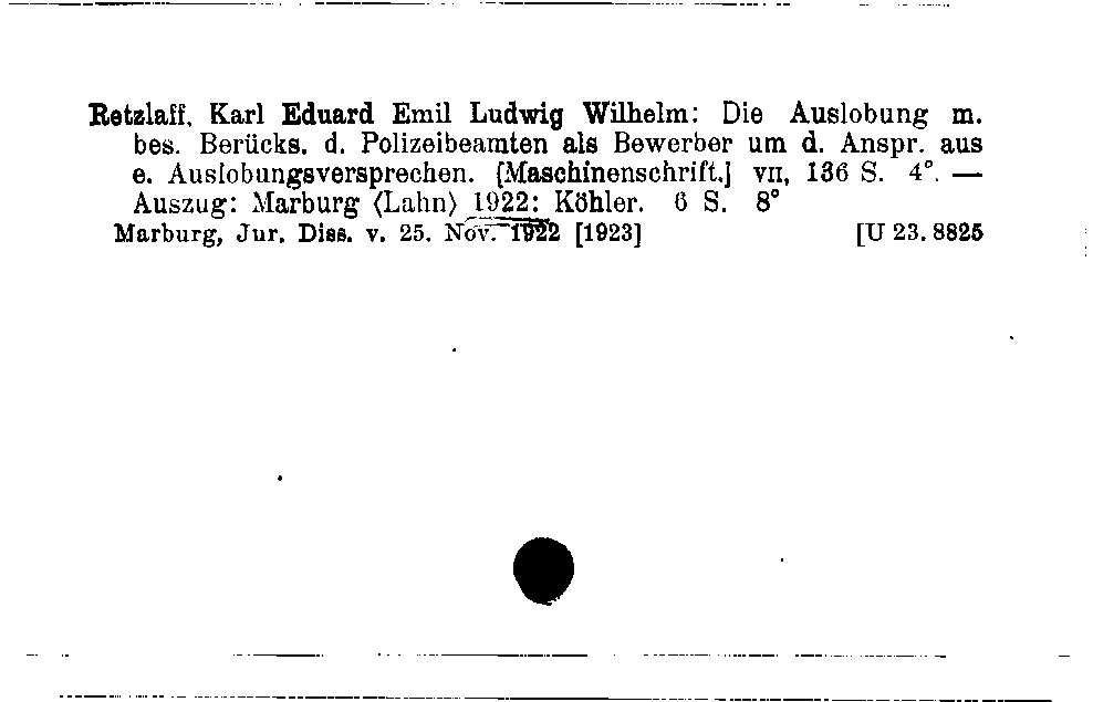 [Katalogkarte Dissertationenkatalog bis 1980]