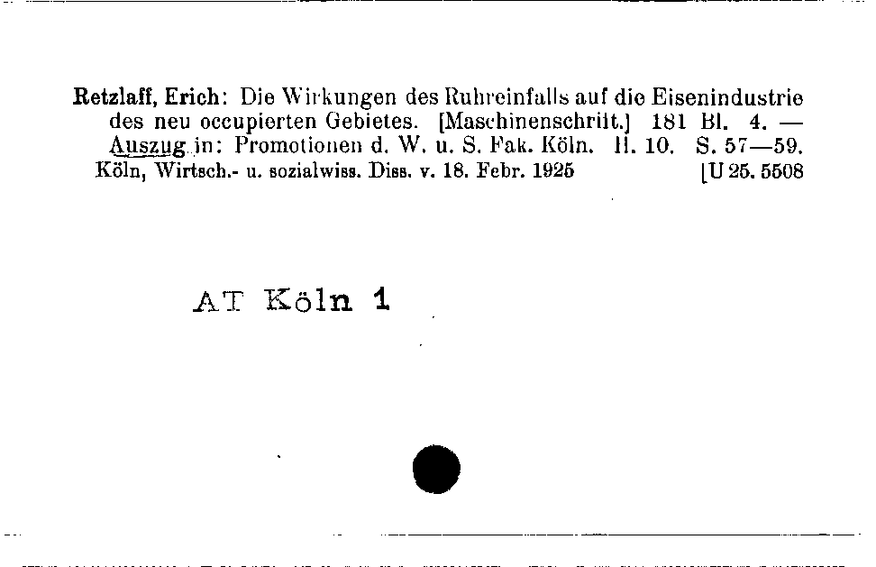 [Katalogkarte Dissertationenkatalog bis 1980]