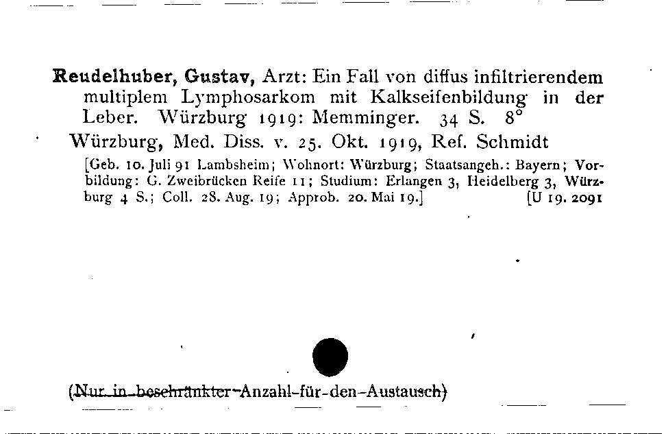 [Katalogkarte Dissertationenkatalog bis 1980]