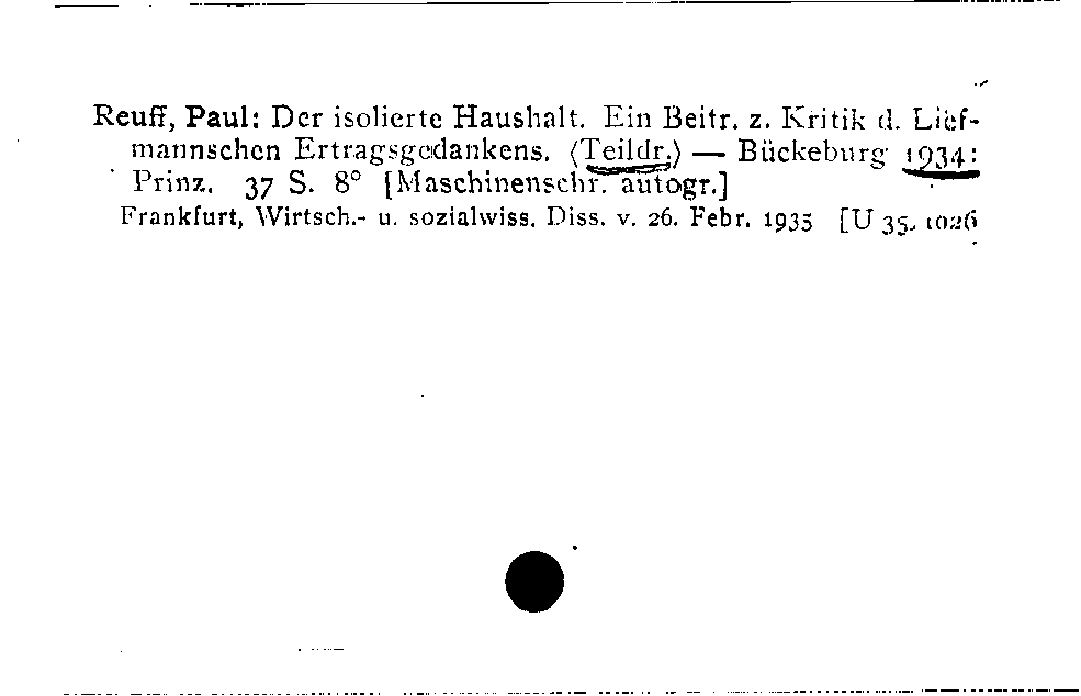 [Katalogkarte Dissertationenkatalog bis 1980]