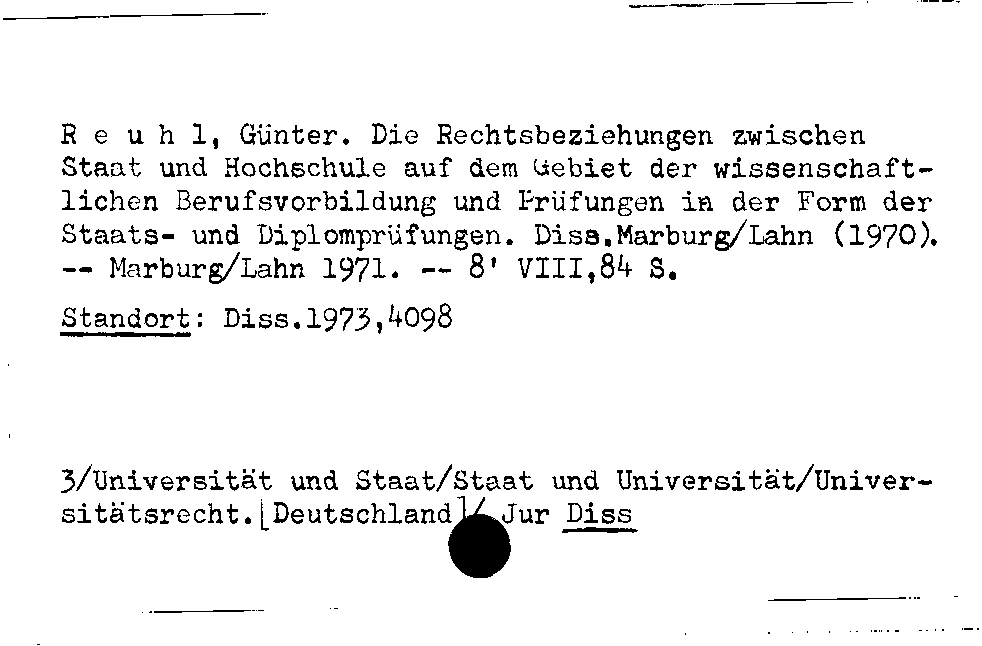 [Katalogkarte Dissertationenkatalog bis 1980]