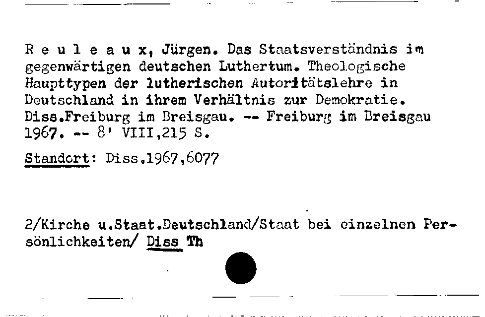 [Katalogkarte Dissertationenkatalog bis 1980]