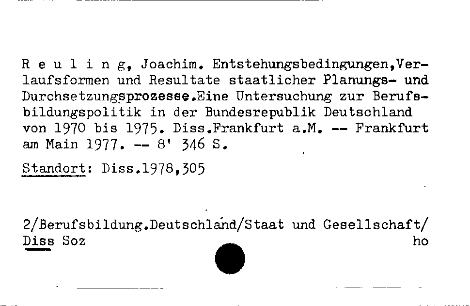 [Katalogkarte Dissertationenkatalog bis 1980]