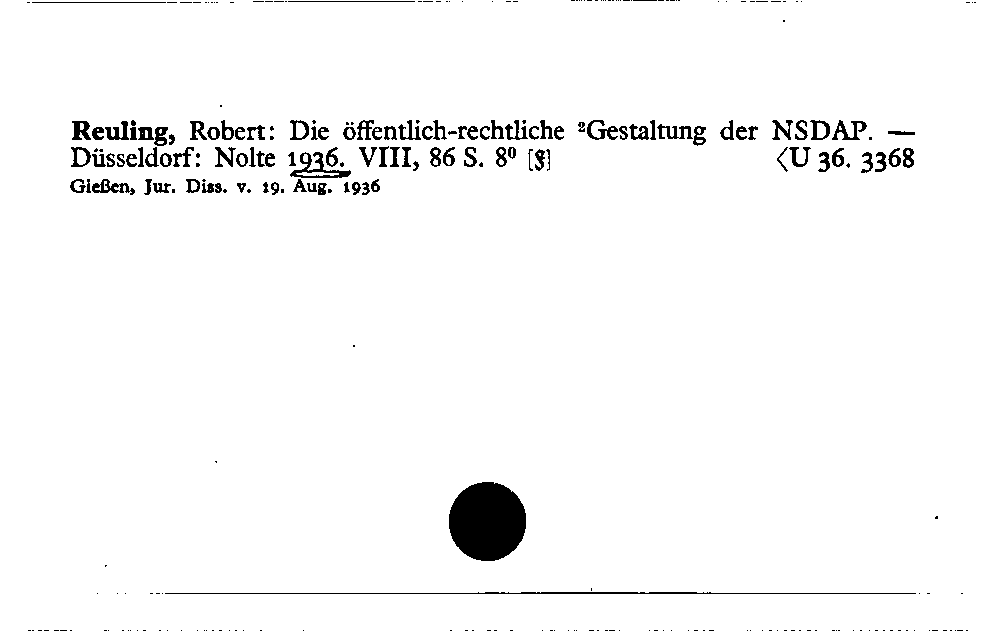 [Katalogkarte Dissertationenkatalog bis 1980]