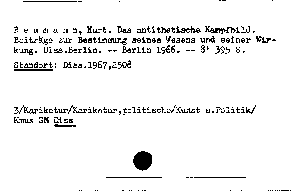 [Katalogkarte Dissertationenkatalog bis 1980]