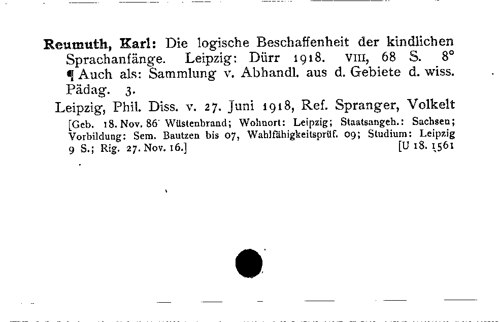 [Katalogkarte Dissertationenkatalog bis 1980]