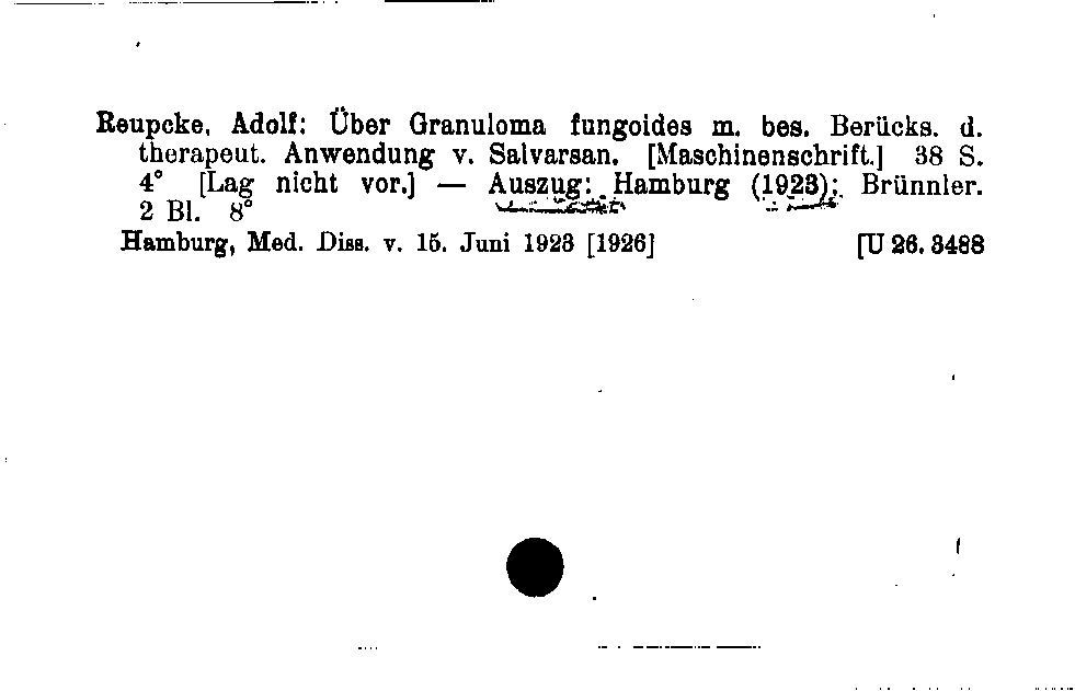 [Katalogkarte Dissertationenkatalog bis 1980]