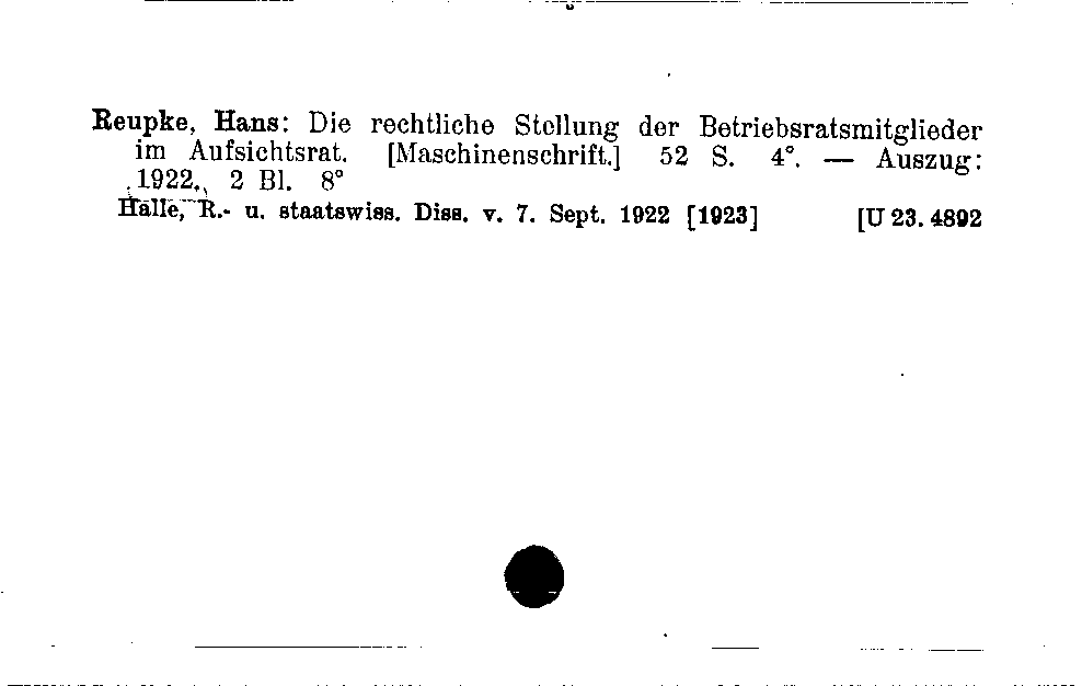 [Katalogkarte Dissertationenkatalog bis 1980]