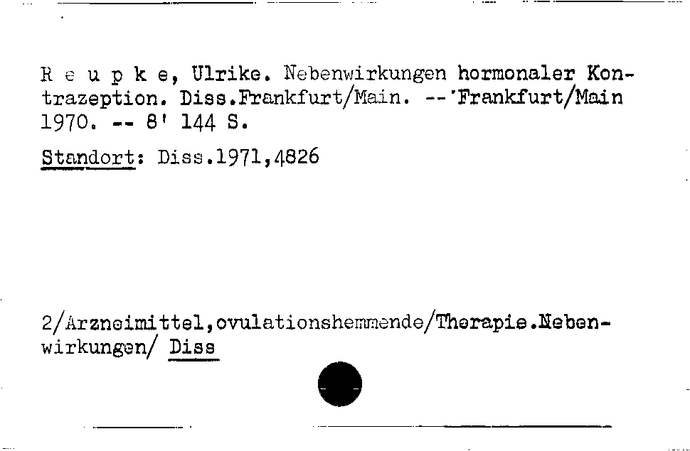 [Katalogkarte Dissertationenkatalog bis 1980]