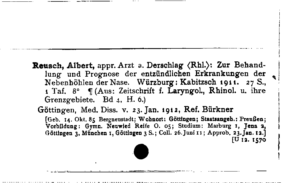 [Katalogkarte Dissertationenkatalog bis 1980]