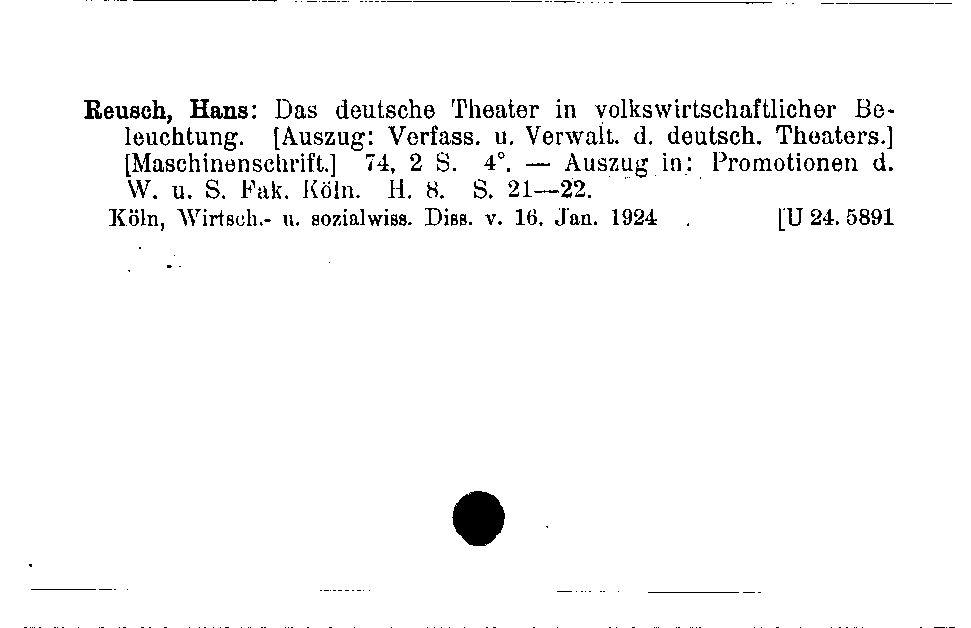 [Katalogkarte Dissertationenkatalog bis 1980]