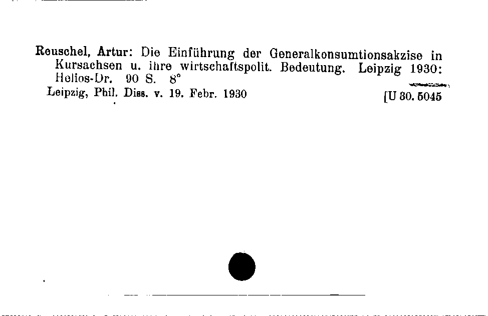 [Katalogkarte Dissertationenkatalog bis 1980]