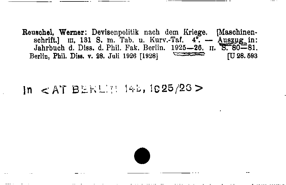 [Katalogkarte Dissertationenkatalog bis 1980]