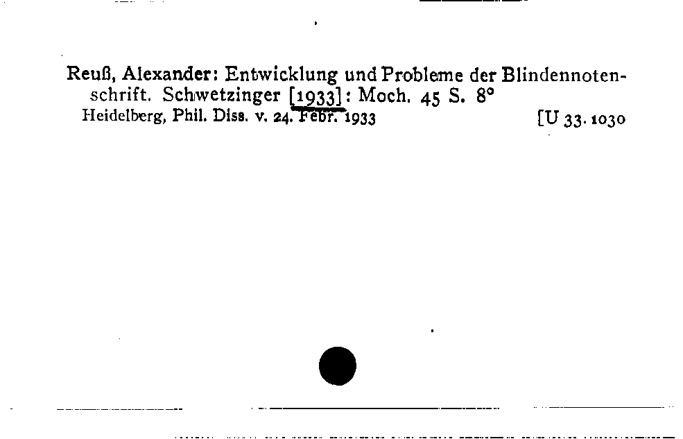 [Katalogkarte Dissertationenkatalog bis 1980]