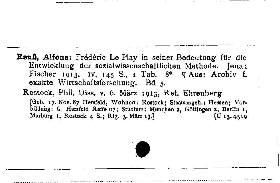 [Katalogkarte Dissertationenkatalog bis 1980]