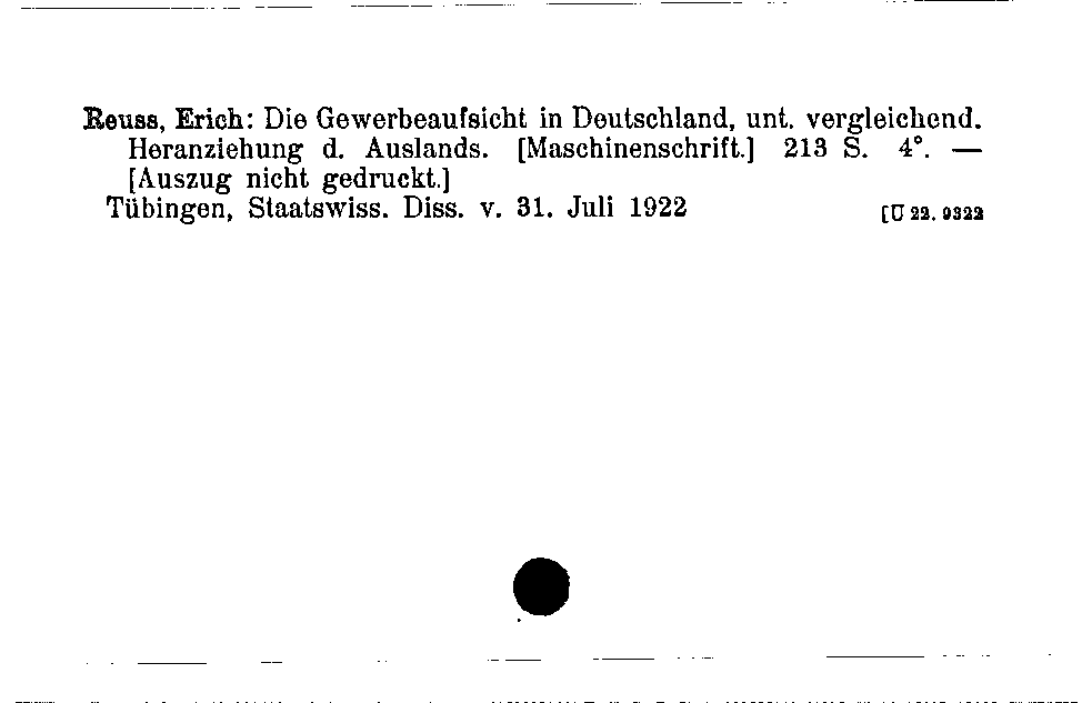 [Katalogkarte Dissertationenkatalog bis 1980]