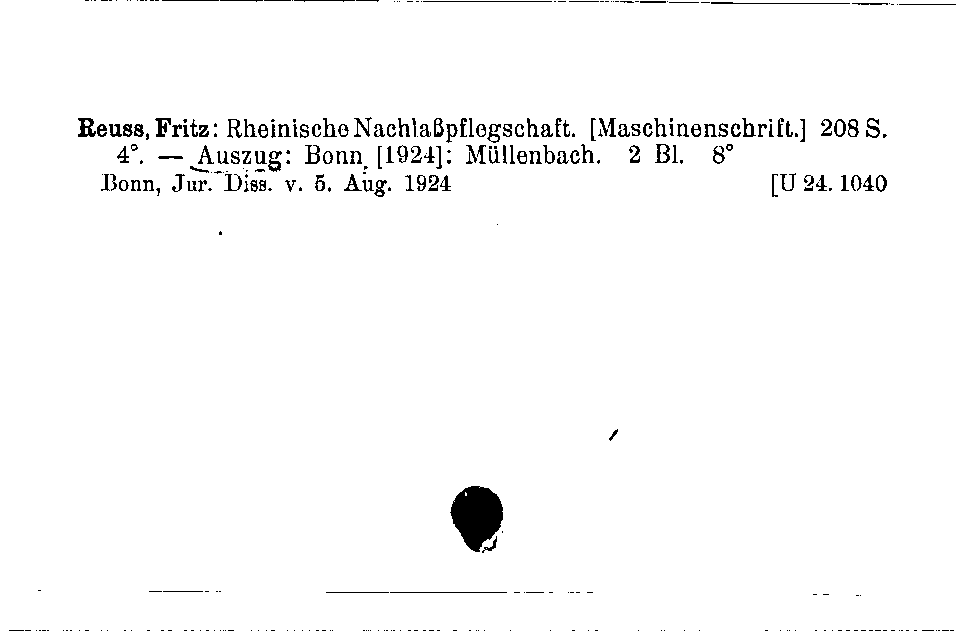 [Katalogkarte Dissertationenkatalog bis 1980]