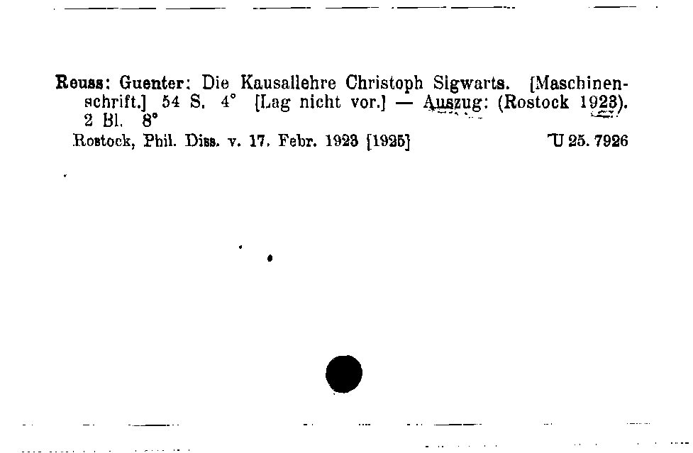 [Katalogkarte Dissertationenkatalog bis 1980]