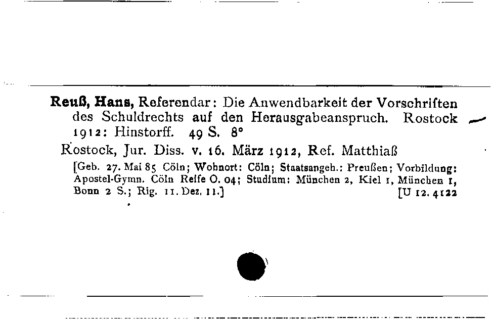 [Katalogkarte Dissertationenkatalog bis 1980]