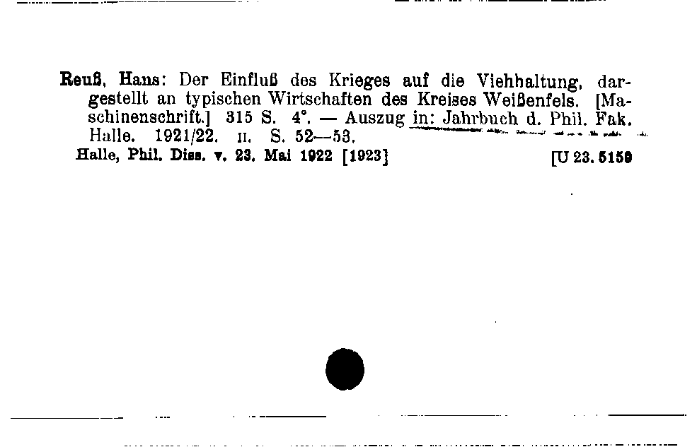 [Katalogkarte Dissertationenkatalog bis 1980]