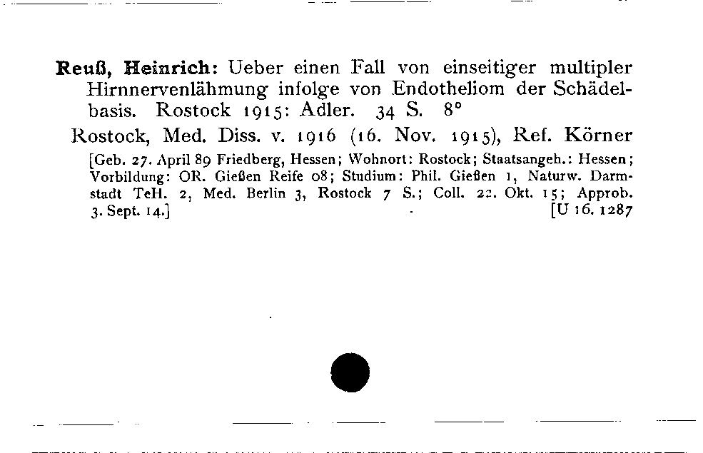 [Katalogkarte Dissertationenkatalog bis 1980]