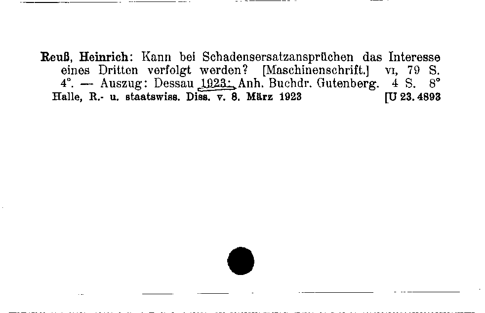 [Katalogkarte Dissertationenkatalog bis 1980]