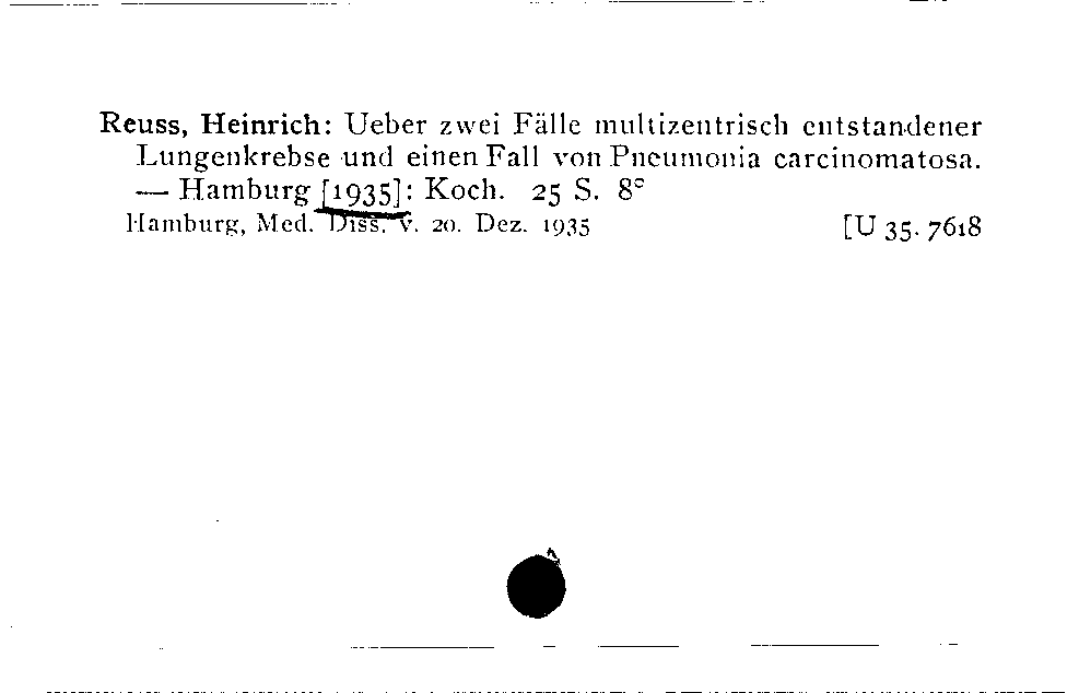 [Katalogkarte Dissertationenkatalog bis 1980]