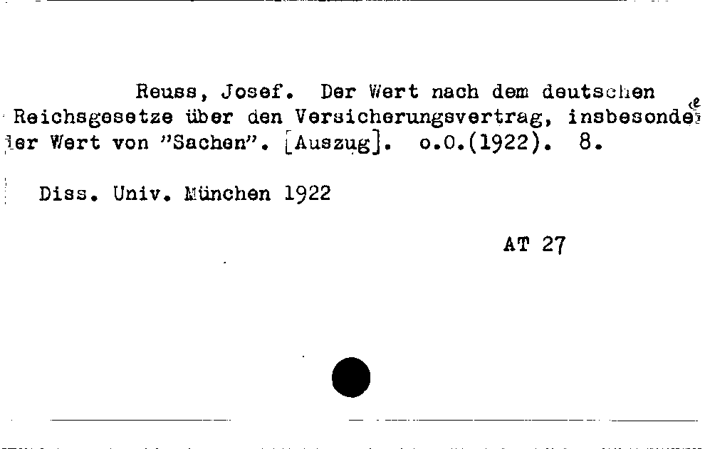 [Katalogkarte Dissertationenkatalog bis 1980]