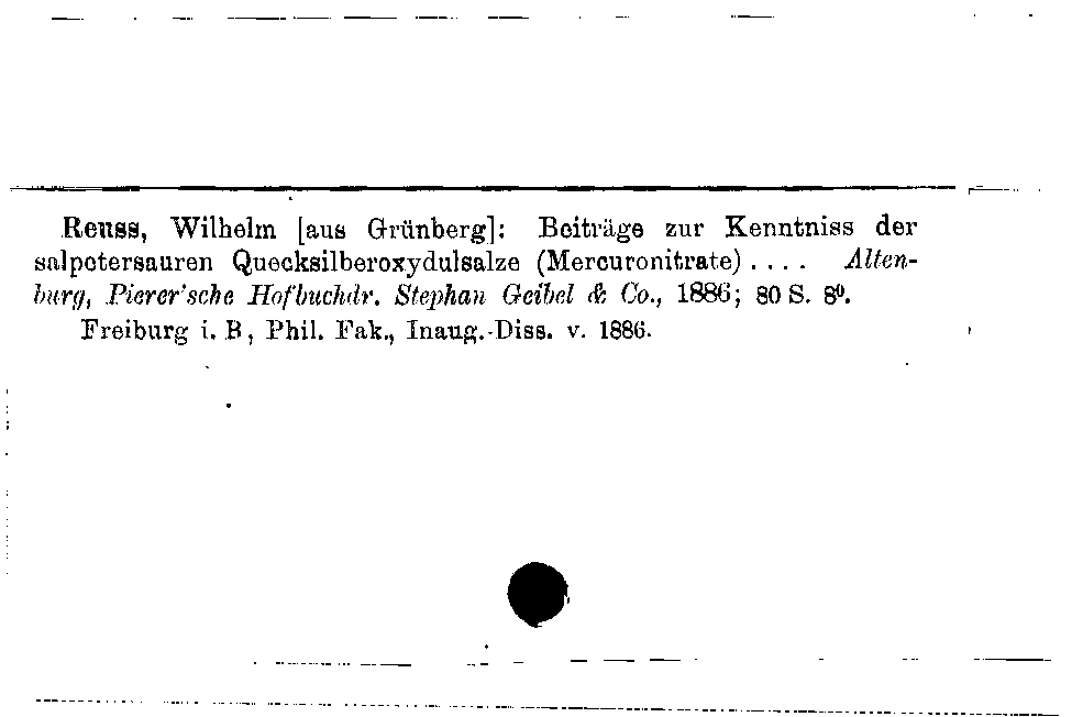 [Katalogkarte Dissertationenkatalog bis 1980]