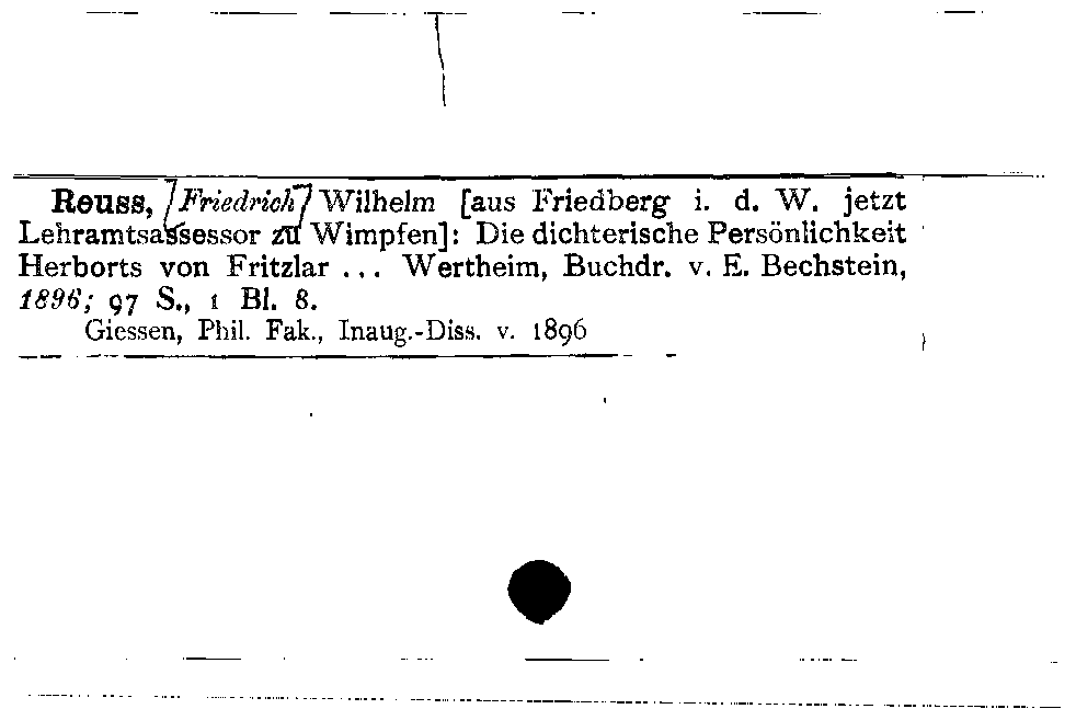 [Katalogkarte Dissertationenkatalog bis 1980]