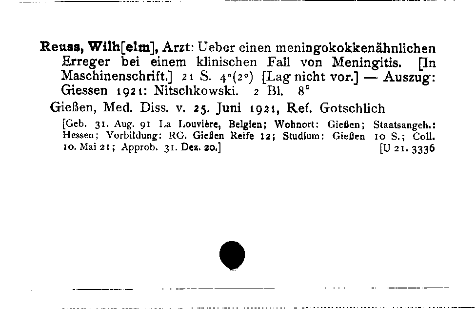 [Katalogkarte Dissertationenkatalog bis 1980]