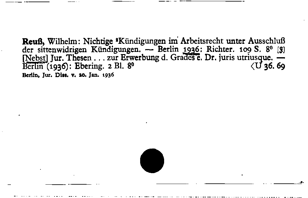 [Katalogkarte Dissertationenkatalog bis 1980]