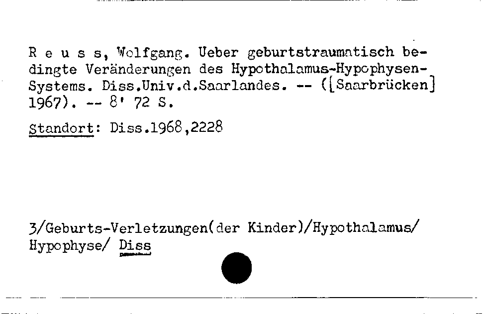 [Katalogkarte Dissertationenkatalog bis 1980]